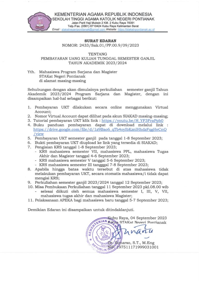 EDARAN PEMBAYARAN UKT TAHUN AKADEMIK 2023 GANJIL